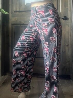 rue 21 striped floral palazzo pants ~ small